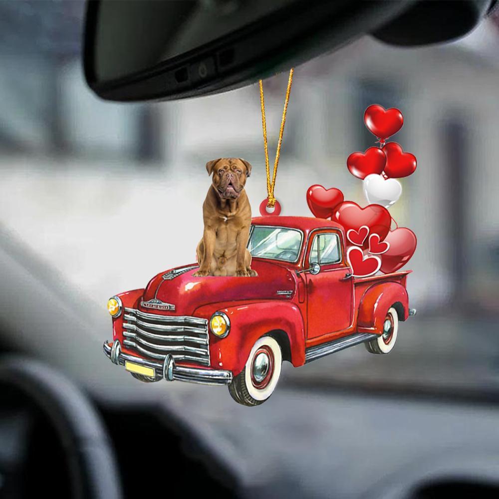 Dogue De Bordeaux-Red Sports Car-Two Sided Ornament