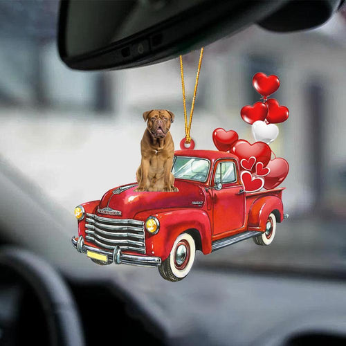 Dogue De Bordeaux-Red Sports Car-Two Sided Ornament