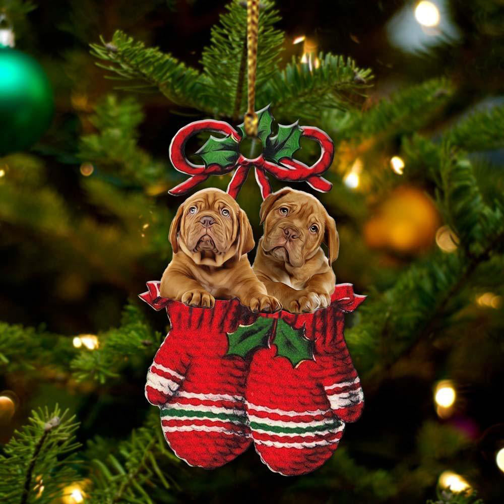 Dogue de Bordeaux Inside Your Gloves Christmas Holiday-Two Sided Ornament, Christmas Ornament, Car Ornament