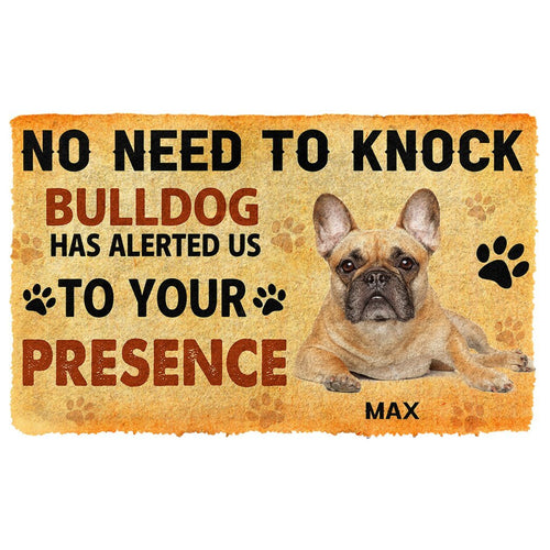 3D No Need To Knock Bulldog Custom Name Doormat