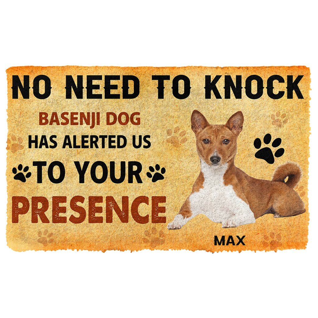 3D No Need To Knock Basenji Dog Custom Name Doormat