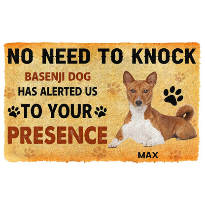 3D No Need To Knock Basenji Dog Custom Name Doormat
