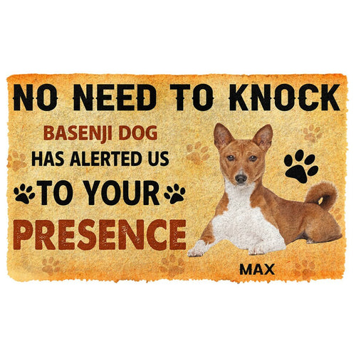 3D No Need To Knock Basenji Dog Custom Name Doormat