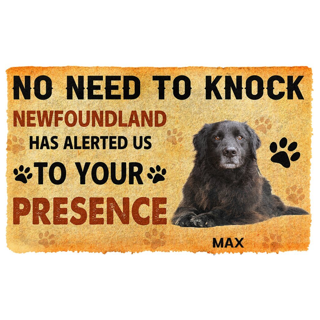 3D No Need To Knock Newfoundland Dog Custom Name Doormat