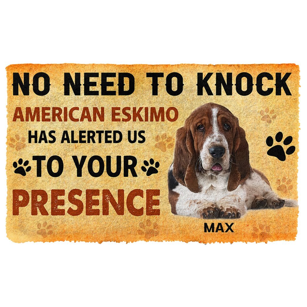3D No Need To Knock Basset Hound Dog Custom Name Doormat