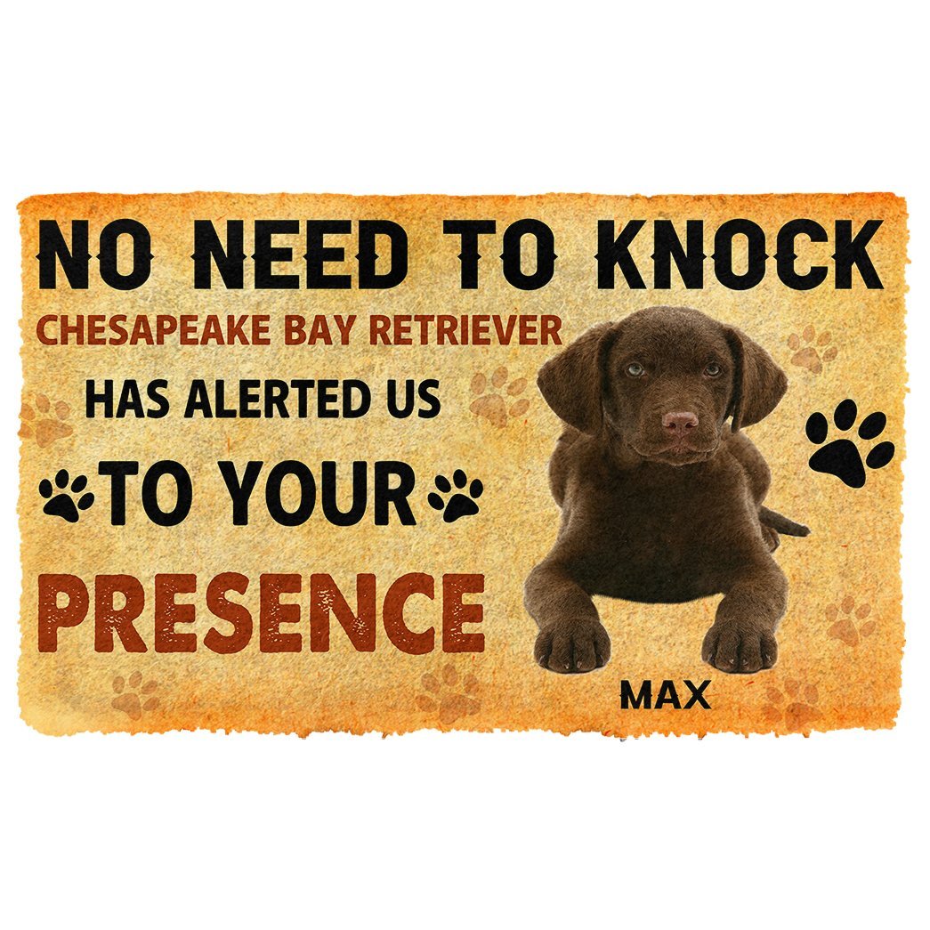 3D No Need To Knock Chesapeake Bay Retriever Dog Custom Name Doormat
