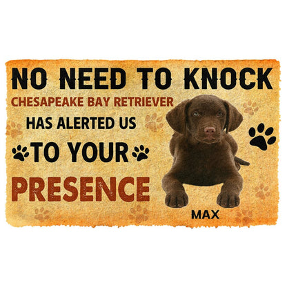 3D No Need To Knock Chesapeake Bay Retriever Dog Custom Name Doormat