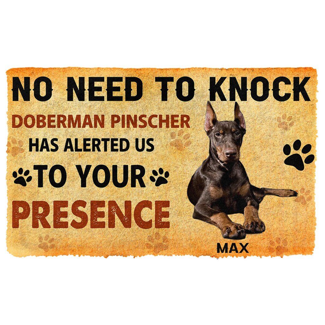 3D No Need To Knock Doberman Pinscher Dog Custom Name Doormat