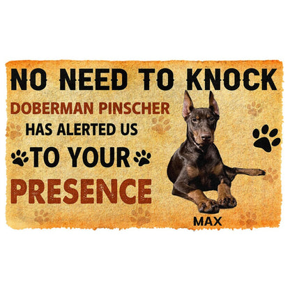 3D No Need To Knock Doberman Pinscher Dog Custom Name Doormat