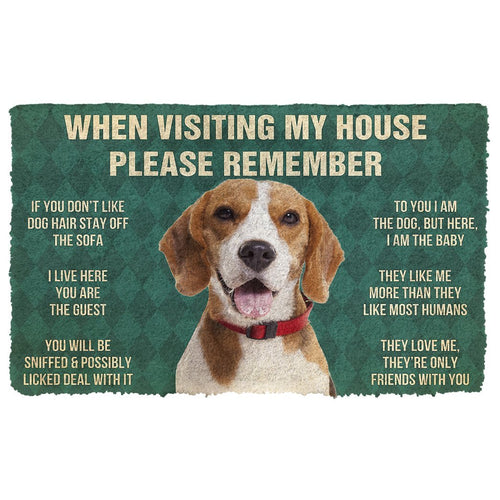 3D Please Remember Beagle Dog's House Rules Doormat