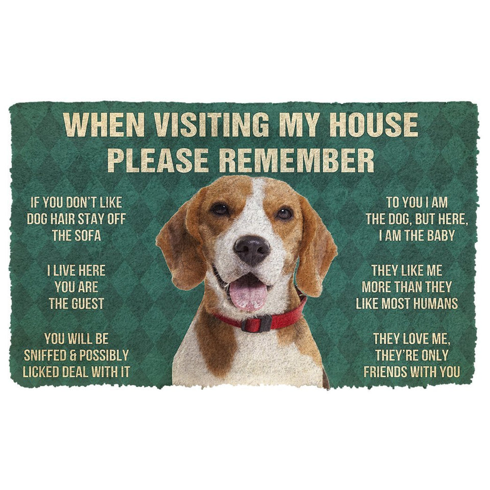 3D Please Remember Beagle Dog's House Rules Doormat