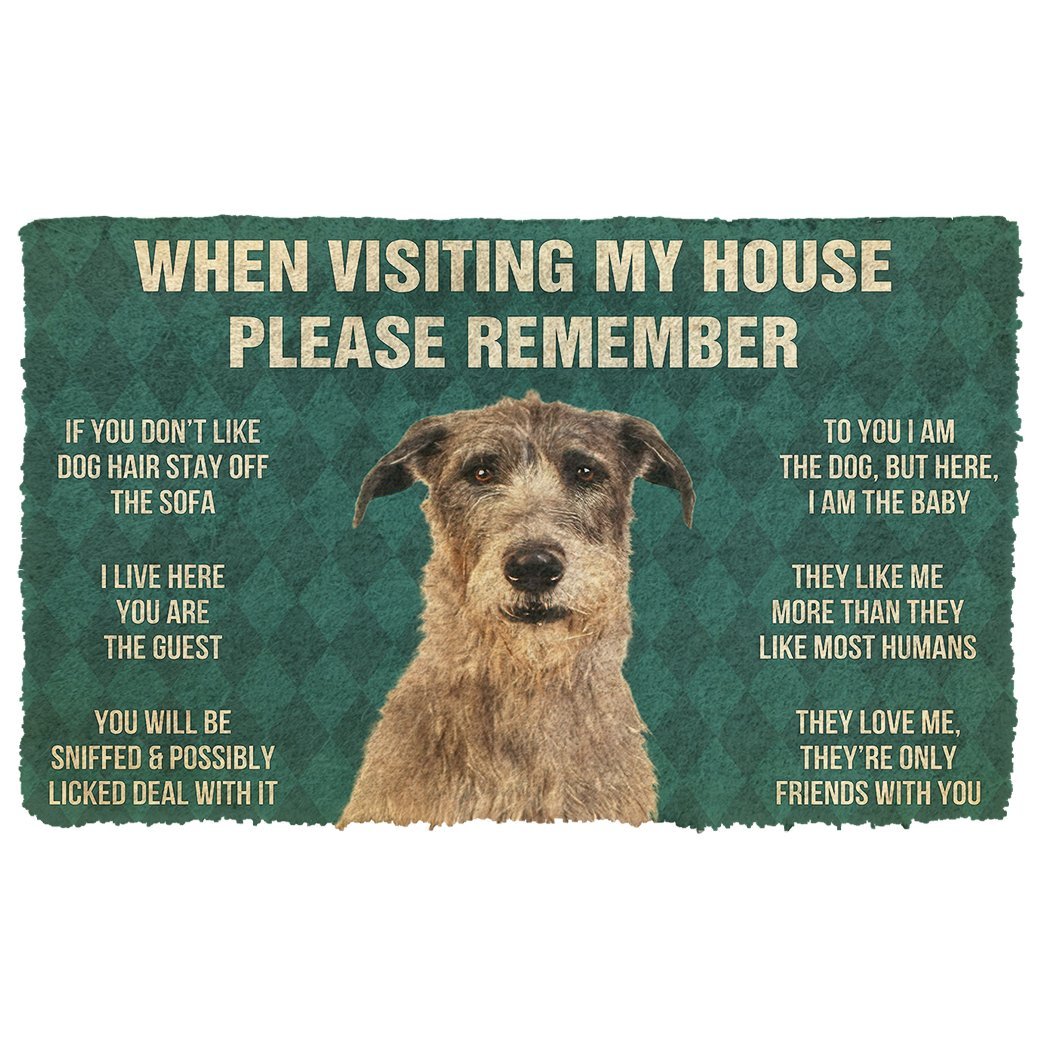 3D Please Remember Irish Wolfhound Dogs House Rules Doormat