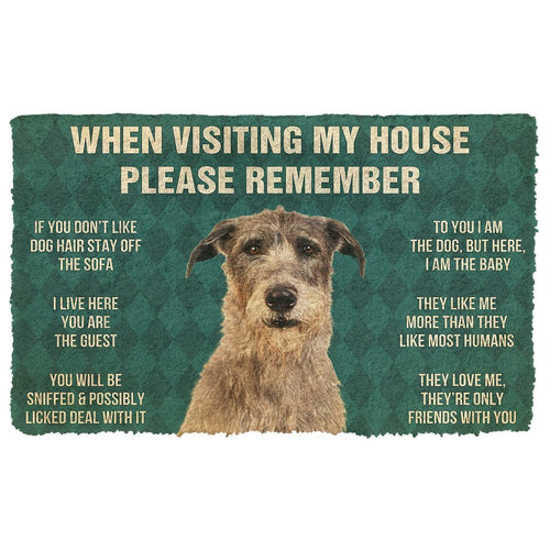 3D Please Remember Irish Wolfhound Dogs House Rules Doormat