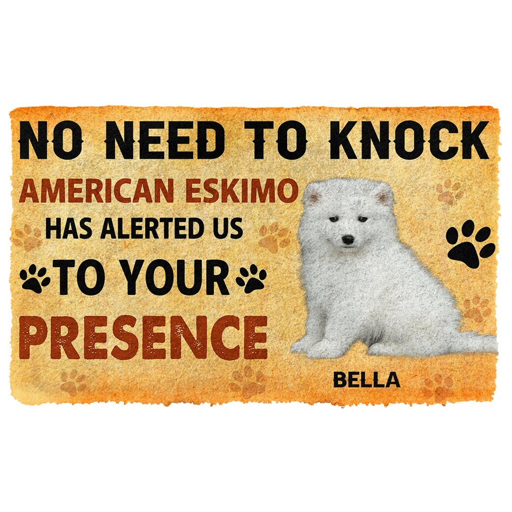 3D No Need To Knock American Eskimo Dog Custom Name Doormat
