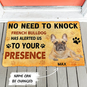 3D No Need To Knock French Bulldog Dog Custom Name Doormat