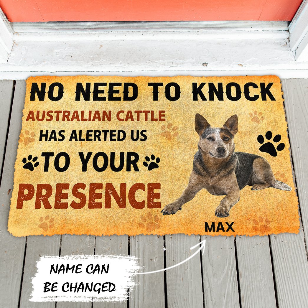 3D No Need To Knock Australian Cattle Dog Custom Name Doormat