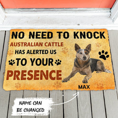 3D No Need To Knock Australian Cattle Dog Custom Name Doormat