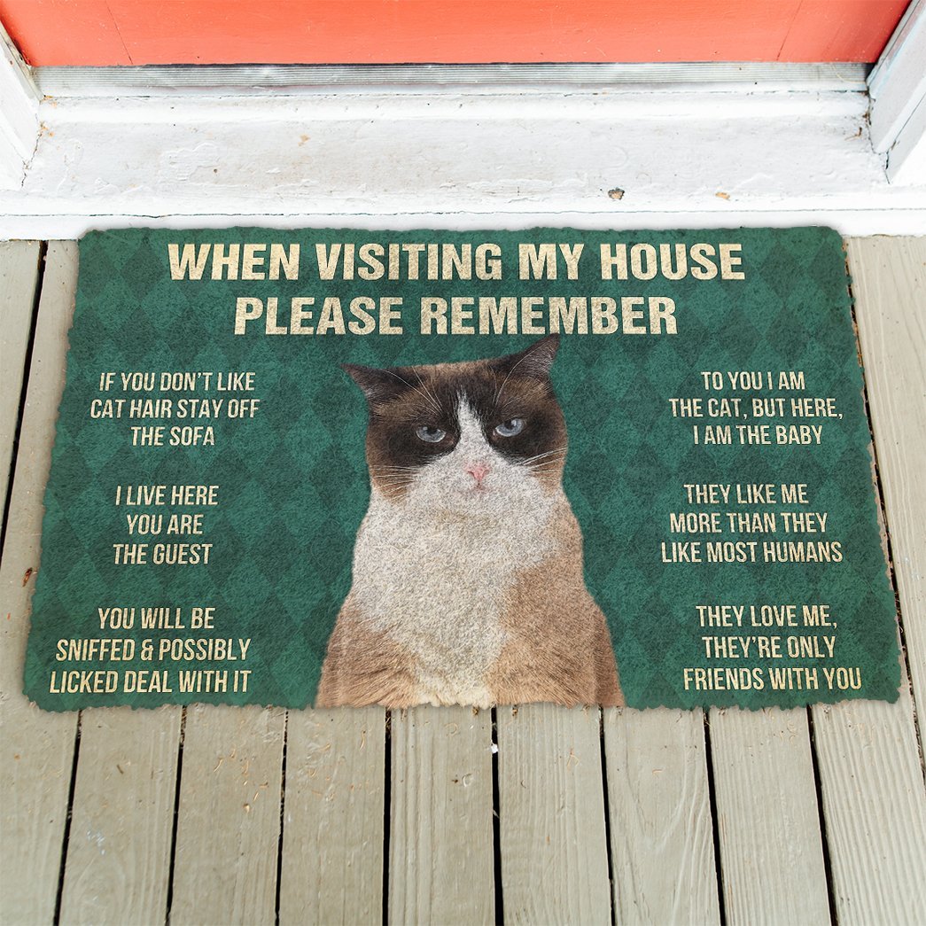 3D Please Remember Snowshoe Cat House Rules Doormat