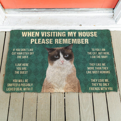 3D Please Remember Snowshoe Cat House Rules Doormat
