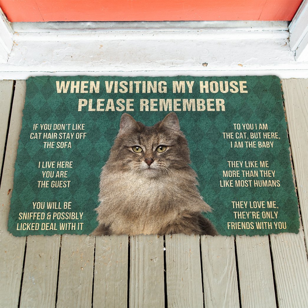 3D Please Remember Norwegian Forest Cat House Rules Doormat