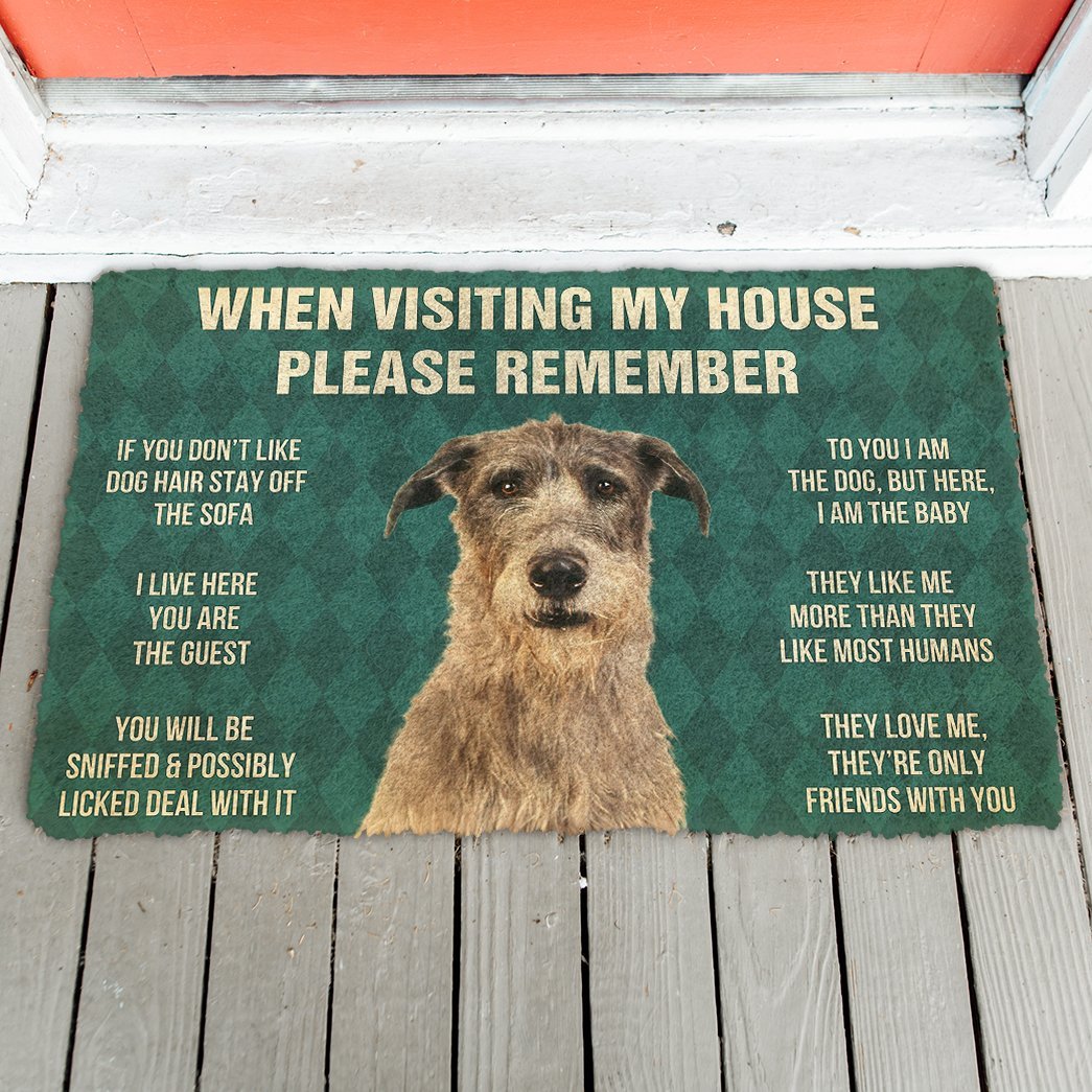 3D Please Remember Irish Wolfhound Dogs House Rules Doormat