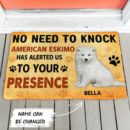 3D No Need To Knock American Eskimo Dog Custom Name Doormat