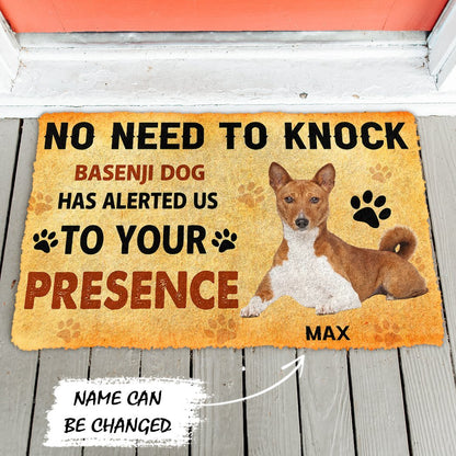 3D No Need To Knock Basenji Dog Custom Name Doormat
