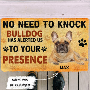 3D No Need To Knock Bulldog Custom Name Doormat