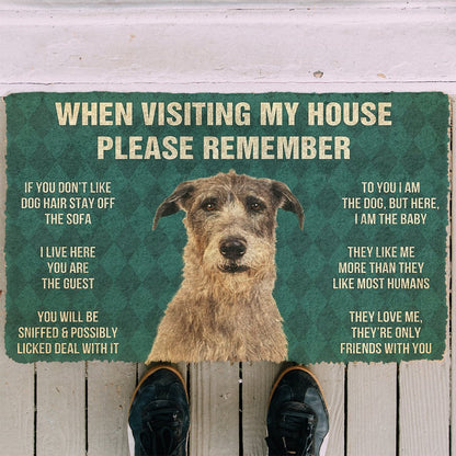 3D Please Remember Irish Wolfhound Dogs House Rules Doormat