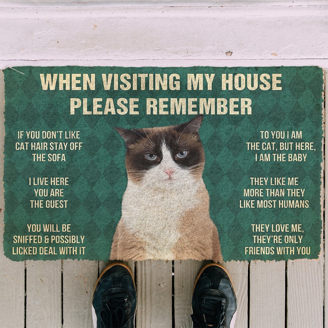 3D Please Remember Snowshoe Cat House Rules Doormat