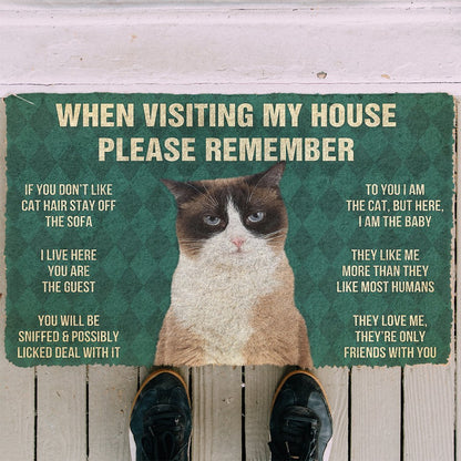 3D Please Remember Snowshoe Cat House Rules Doormat
