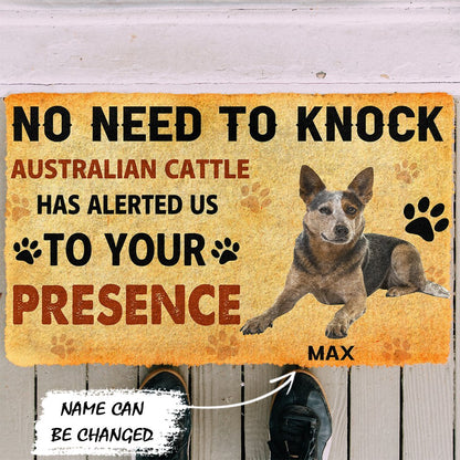 3D No Need To Knock Australian Cattle Dog Custom Name Doormat