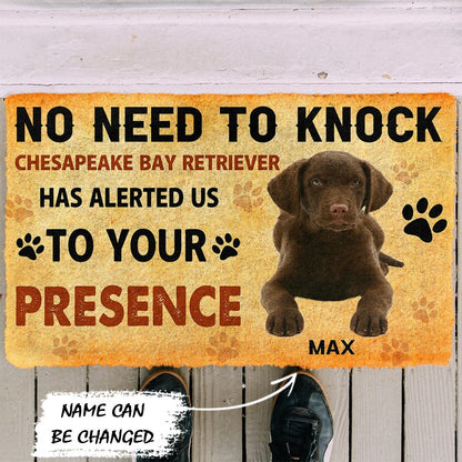 3D No Need To Knock Chesapeake Bay Retriever Dog Custom Name Doormat