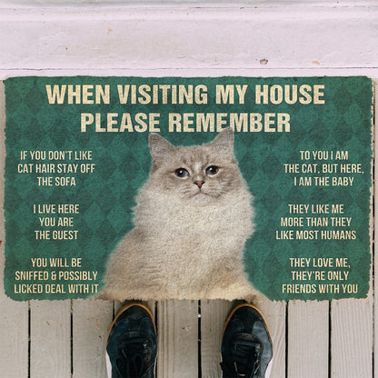 3D Please Remember Ragdoll Cat House Rules Doormat