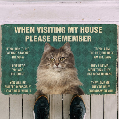 3D Please Remember Norwegian Forest Cat House Rules Doormat