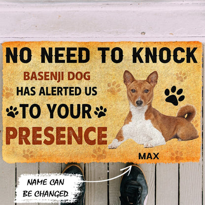3D No Need To Knock Basenji Dog Custom Name Doormat
