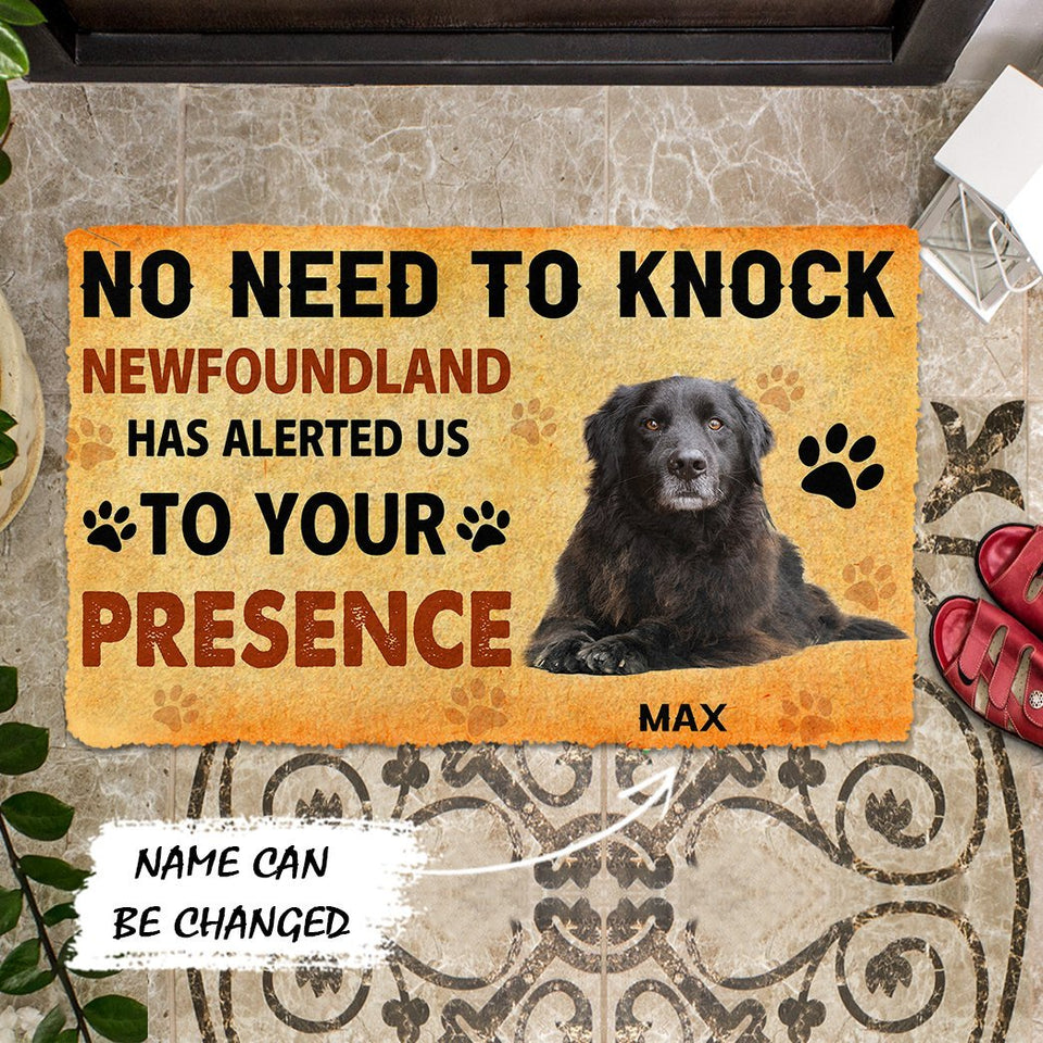 3D No Need To Knock Newfoundland Dog Custom Name Doormat