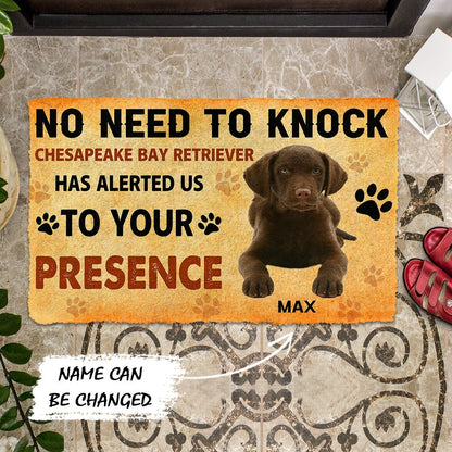 3D No Need To Knock Chesapeake Bay Retriever Dog Custom Name Doormat