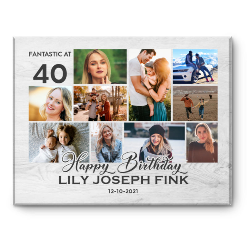 40th Birthday Photo Collage Canvas Print, 40th Birthday Gift