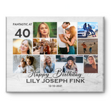 40th Birthday Photo Collage Canvas Print, 40th Birthday Gift