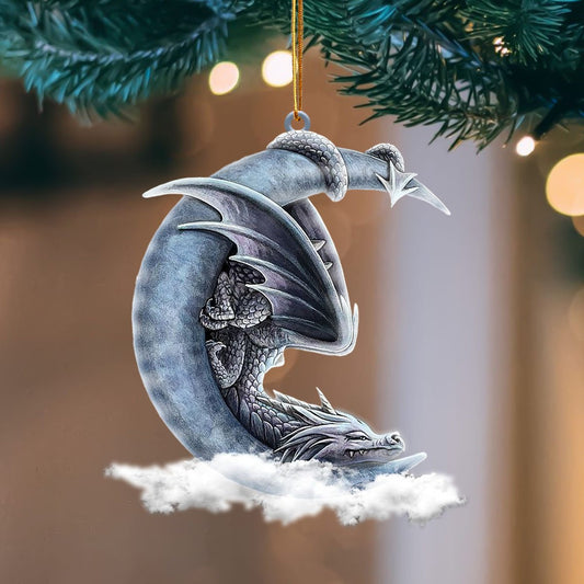 Godmerch- Ornament- Dragon Blue Moon Hanging Ornament Dog Ornament, Car Ornament, Christmas Ornament
