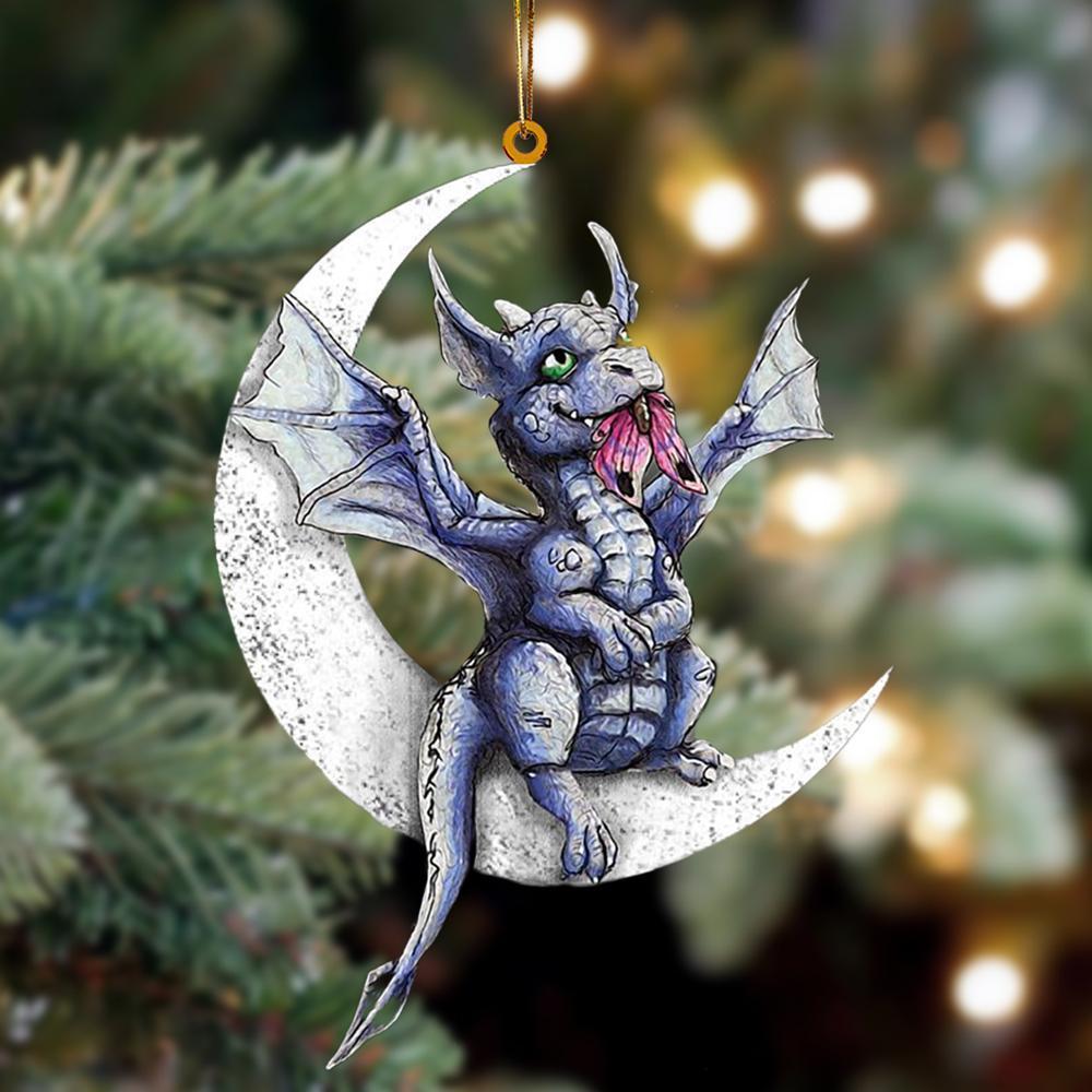 Dragon Sits On The Moon Hanging Ornament Christmas Decoration Godmerch
