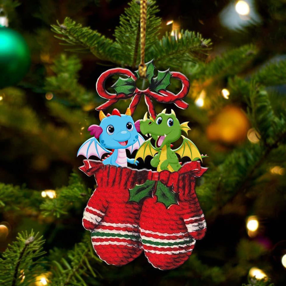Ornament- Dragons Inside Your Gloves Christmas Holiday-Two Sided Ornament, Christmas Ornament, Car Ornament