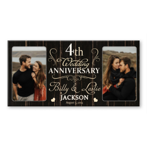 4 Year Anniversary Custom Canvas Print, 4th Wedding Anniversary Gift