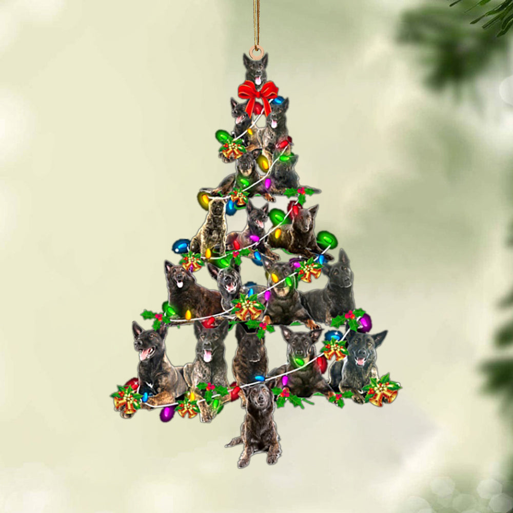 Ornament- Dutch Shepherd-Christmas Tree Lights-Two Sided Ornament, Happy Christmas Ornament, Car Ornament