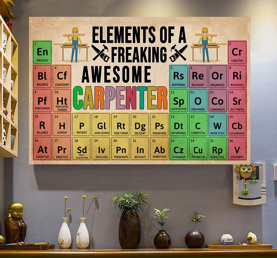Element Of A Freaking Awesome Carpenter Canvas And Poster, Wall Decor Visual Art