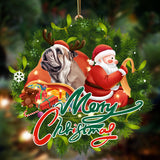 Godmerch- Ornament- English Bulldog-Santa & dog Hanging Ornament, Happy Christmas Ornament, Car Ornament