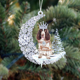 English Springer Spaniel Diamond Moon Merry Christmas Ornament Dog Ornament