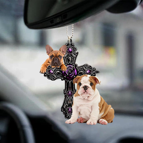 English Bulldog Pray For God Car Hanging Ornament Dog Pray For God Ornament Godmerch