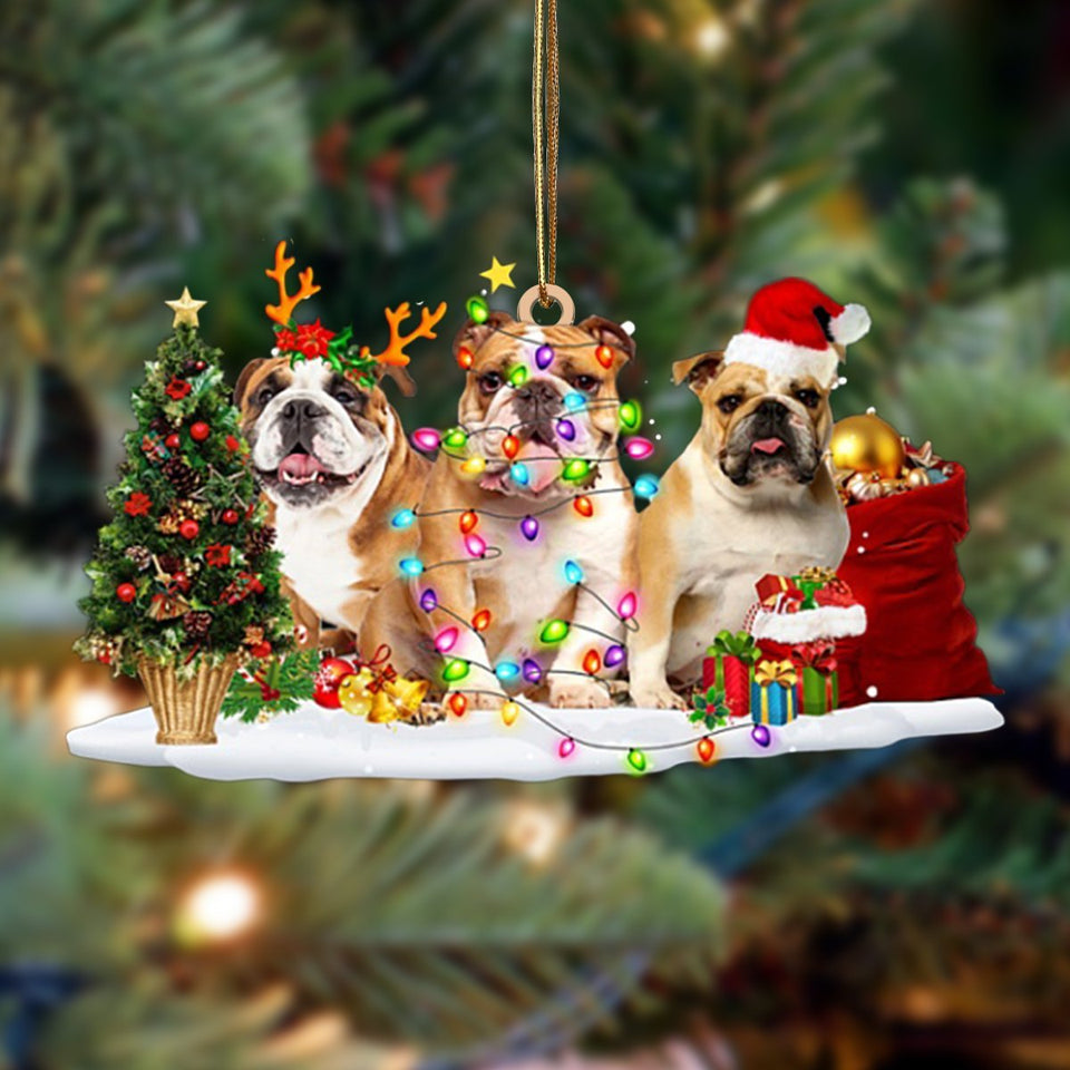 English Bulldog-Christmas Dog Friends Hanging Ornament